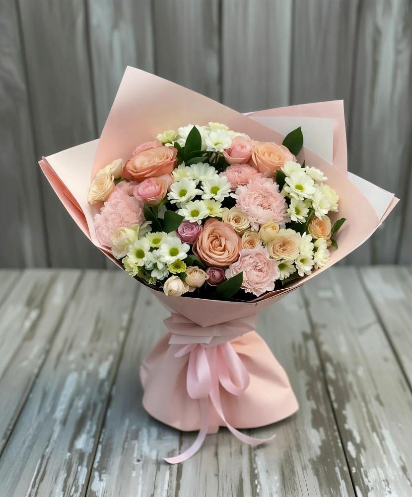 Букет цветов из: Гвоздики, Розы и Хризантемы в Солослово