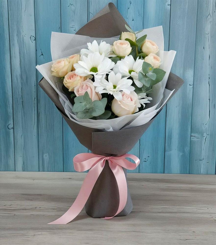 Букет цветов из: Хризантемы и Розы в Солослово