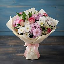 Букет цветов из:  Хризантемы, Альстромерии и Розы в Солослово