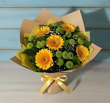 Букет цветов из:  Герберы и Хризантемы в Солослово